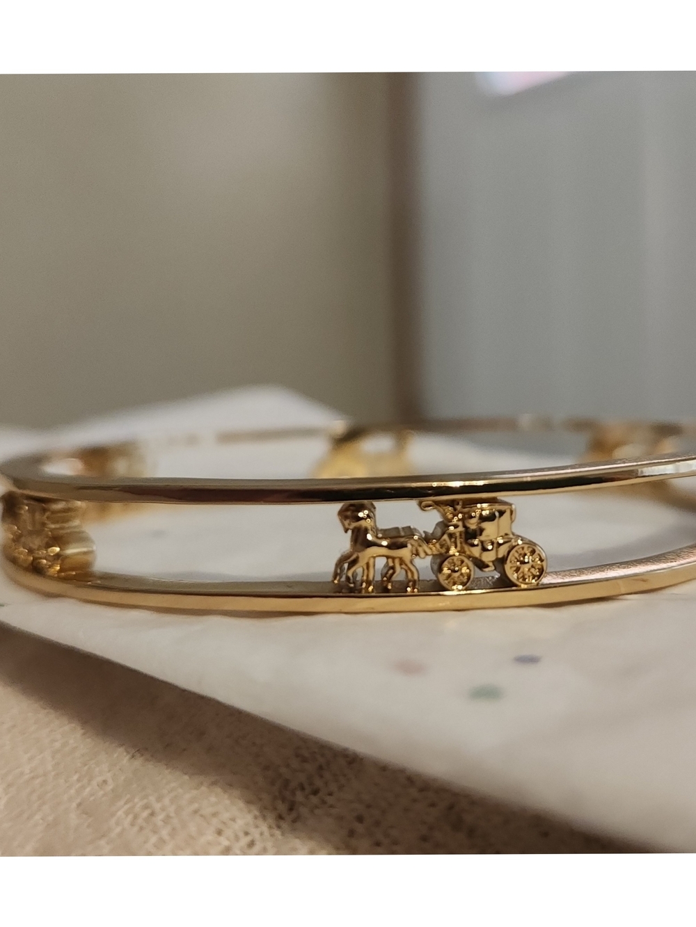 Coach Horse And Carriage Bangle Bracelet Gold